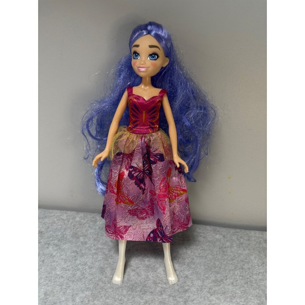 Hairmazing Princess Doll Butterfly Dress 12" Fashion Doll Purple Hair Pink Dress